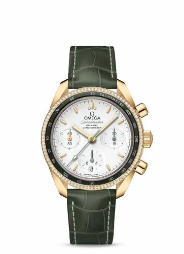Omega Speedmaster Co-Axial 38 Yellow Gold / Diamond / Silver / Strap 324.68.38.50.02.004 (32468385002004)
